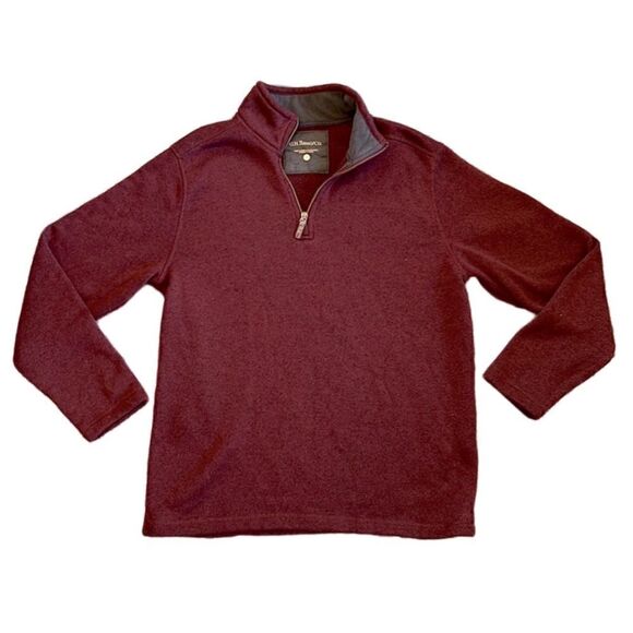 G.H. Bass & Co. Men’s L Maroon Red Heathered 1/4 Zip Fleece Ling Sleeve Jacket - Picture 1 of 16